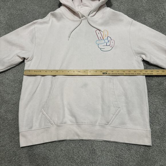Adidas Originals Peace Sign Mens Hoodie Size Medium Pullover Pink Trefoil - Picture 3 of 6
